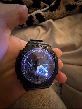 G-Shock Casio Black Watch with Blue and Yellow Accents